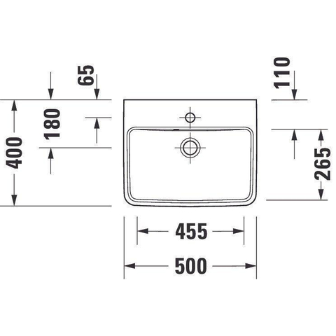 Duravit No.1 - No.1 - wastafel - 500mm - met overloop - 1 kraangat midden - hoogglans wit SW723751