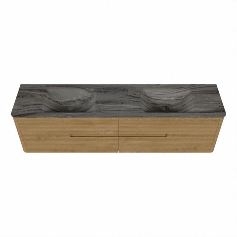 Mondiaz CIRO-DLUX Badkamermeubelset - 190x45x50cm - Solid surface wastafel Sombra - 2 wasbak Dubbel - zonder kraangaten - 4 lades - Oak SW1531278