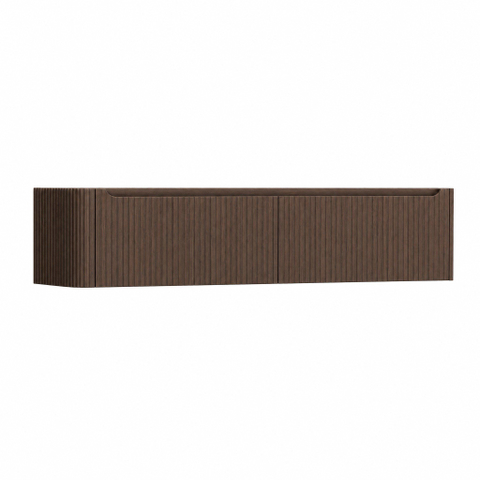 H&R Badmeubelen Juice Meuble sous vasque - 180x45x40cm - angle gauche arrondi - 2 tiroirs - poignée intégrée - coffee SW1491268