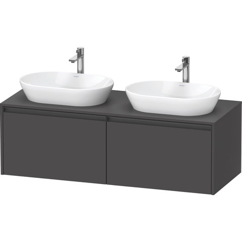 Duravit Ketho.2 Wastafelonderbouwkast - inclusief consoleplaat - met 2 laden - voor dubbele waskommen - 140x55x45.9cm - met handgrepen antraciet - grafiet mat SW772341