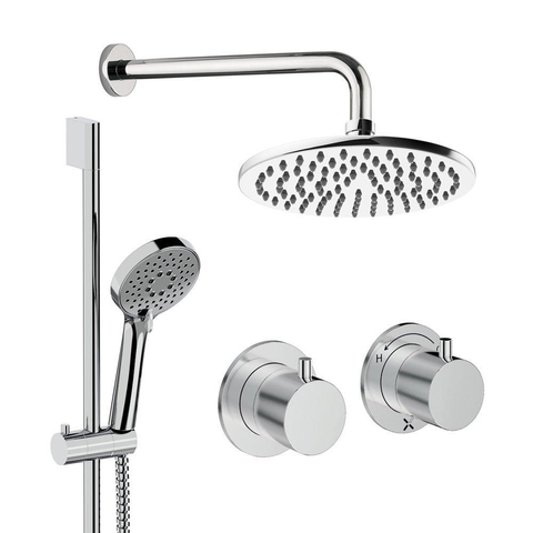 Crosswater MPRO Module ensemble de douche pluie encastré – douche de tête Ø 20 cm – 2 leviers – barre de douche 69.8 cm – chrome SW1472384
