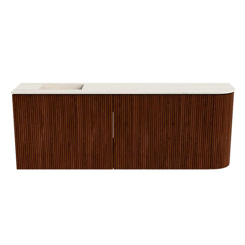 Mondiaz JOYA-DLUX 111.6cm toiletmeubel - ronding rechts kleur Ruby - Wastafel FAYE positie Links 1 kraangat kleur Meli. SW1425388
