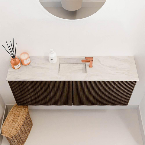 Mondiaz JOYA-DLUX 100cm toiletmeubel - kleur Walnut - Wastafel FAYE positie Midden 1 kraangat kleur Ostra. SW1422641
