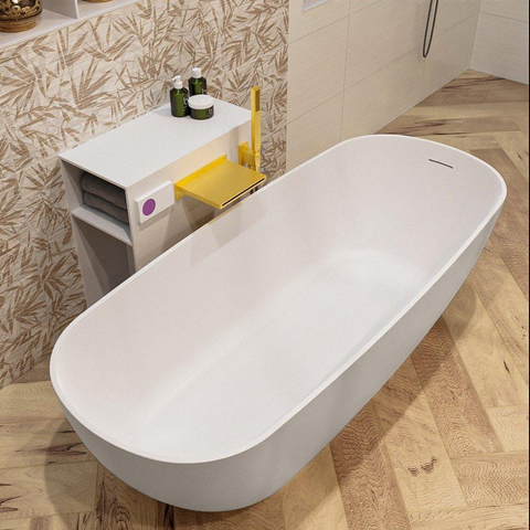 MONDIAZ ROCK vrijstaand bad - 170x70cm - mat linen / talc (beige / wit) SW491581