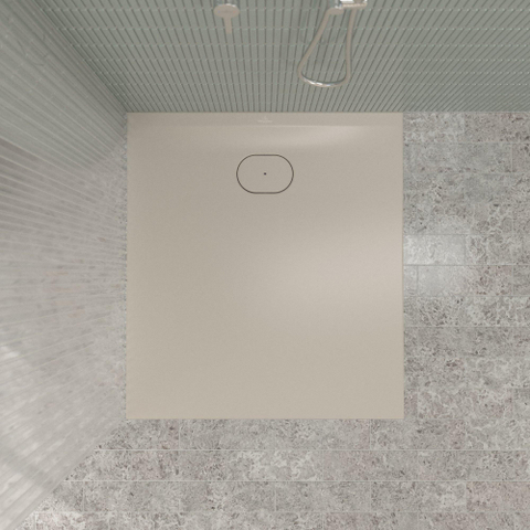 Villeroy & Boch Ecora douchebak - 100x90x3.5cm - afvoer korte zijde - almond (beige) SW1558891