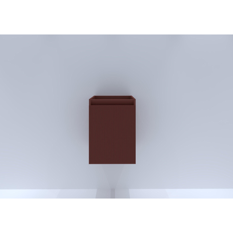 H&R Badmeubelen Wastafelonderkast - 40x44.8x55cm - met 3D-front - 1 deur - rechtsdraaiend - greeploos - terra mat SW867066