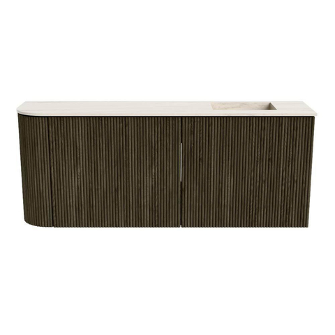 Mondiaz JOYA-DLUX Meuble de toilette 101.6cm - arrondi gauche couleur Shadow - Vasque FAYE position Droite Sans trou de robinet couleur Meli SW1424919