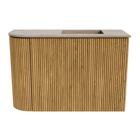 Mondiaz JOYA-DLUX 61.6cm toiletmeubel - ronding links kleur Oak - Wastafel FAYE positie Rechts 1 kraangat kleur Arena. SW1423882