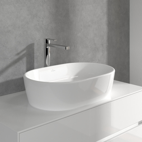 Villeroy & Boch Architectura 1 greeps wastafelkraan verhoogd - met push open afvoergarnituur - hoogglans chroom SW974136