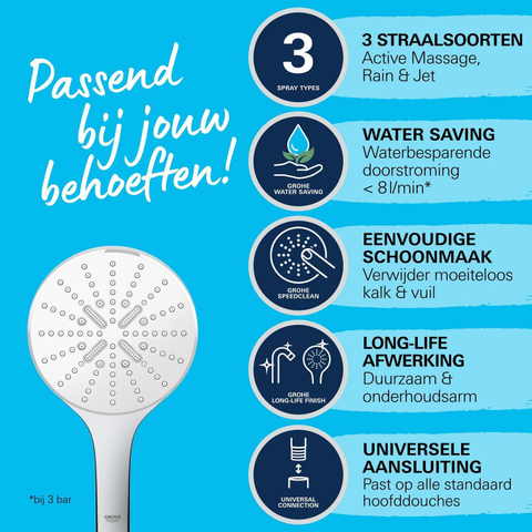 Grohe QuickFix Vitalio Handdouche - 15cm - rond - 3 straalsoorten - chroom SW705166