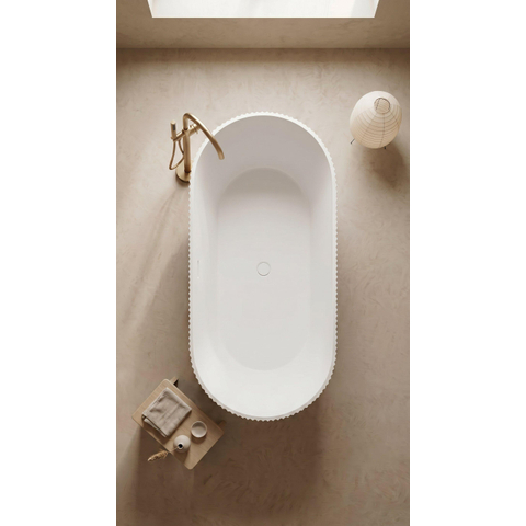 ZEZA Blend baignoire îlot - nervuré - 170x80x58cm - avec vidage - acrylique - blanc mat SW962840