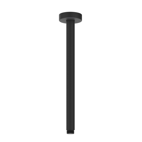 IVY Pact Ensemble de douche pluie - encastré - inverseur d'arrêt 2 voies - bras de plafond 30 cm - douche de tête slim ronde 25 cm - barre de douche avec sortie - flexible de douche 150 cm - douchette à main modèle barre - Noir mat PED SW1035438