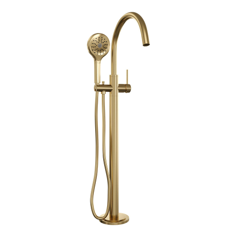 BRAUER Stripe Mitigeur de baignoire sur pied - SET 02 - douchette à main 3 positions - flexible de douche - or brossé PVD SW1434808
