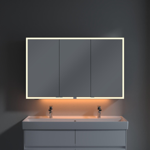 Villeroy & Boch My View Now spiegelkast - met 3 deuren - met led verlichting en wastafelverlichting - 120x75x16.8cm - met sensorschakelaar - Aluminium (zilver) SW701253