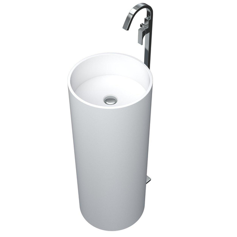 Arcqua Crosstone Wendy lavabo - 36x36x90cm - rond - sans trou de robinet - îlot - blanc mat SW538270