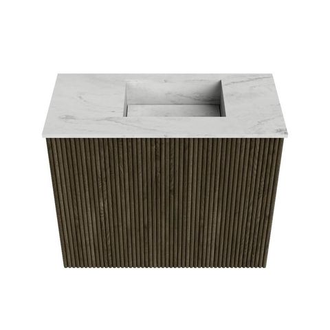 Mondiaz JOYA-DLUX 50cm toiletmeubel - kleur Shadow - Wastafel FAYE positie Rechts 1 kraangat kleur Opalo. SW1422896
