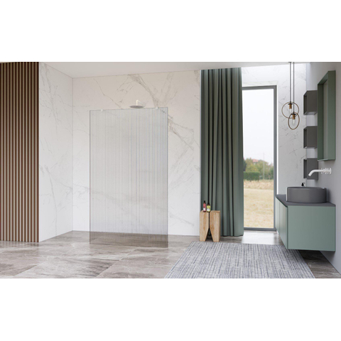 Fortifura Galeria Douche à l'italienne - 110x200cm - verre clair côtelé - anticalcaire - verre de sécurité 8mm - bras muraux - Blanc mat SW992931