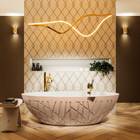 MONDIAZ ROCK Baignoire îlot - 170x70cm - couleur Plata / Talc SW1015106