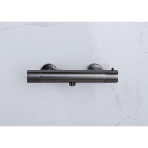 Fortifura Calvi Ensemble de douche avec douchette ronde, flexible en métal et robinet de douche Gunmetal PVD SW811954