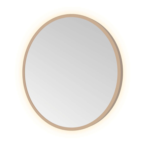 Hotbath &MORE Spiegel in aluminium frame / round - diameter 40cm - inclusief indirect LED - color changing - dimbaar - dottless - met afstandsbediening - PVD - geborsteld koper SW1245860