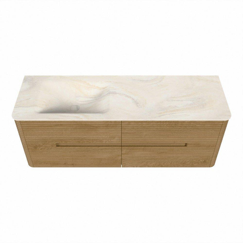 Mondiaz CIRO-DLUX Badkamermeubelset - 140x45x50cm - Solid surface wastafel Ostra - 1 wasbak Links - 1 kraangat - 4 lades - Oak SW1530913
