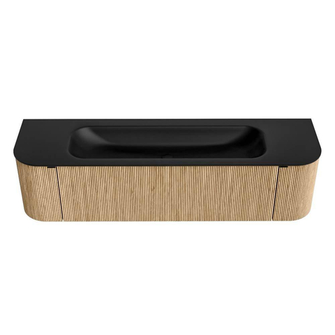 MONDIAZ KURVE Meuble de salle de bains 170 cm avec module 25 Len R couleur Oak avec 1 tiroir et 2 portes. Lavabo BIG LARGE au milieu sans trou de robinet Urban. SW1138443