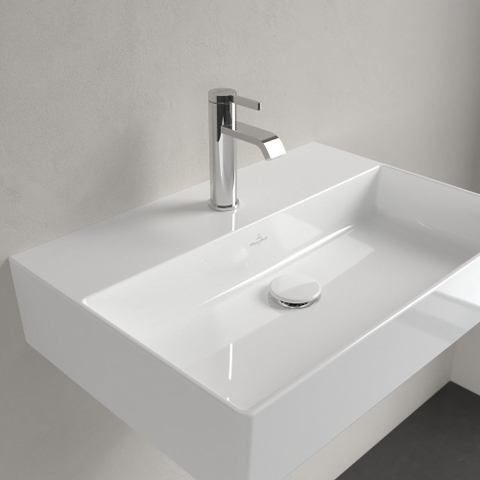 Villeroy & Boch memento 2.0 wastafel - voor handdoekhouders - 60x42cm - zonder overloop - met 1 kraangat CeramicPlus - White Alpine (glans wit) SW358416