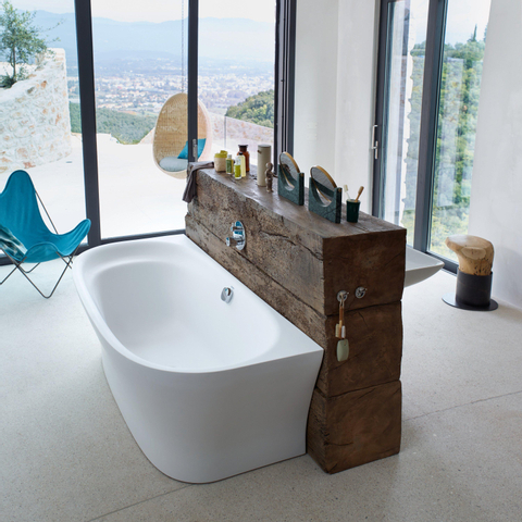 Duravit Cape cod Kunststof bad acryl - back-to-wall - 190x90x64cm - met aangevormd paneel - glans wit 0300898
