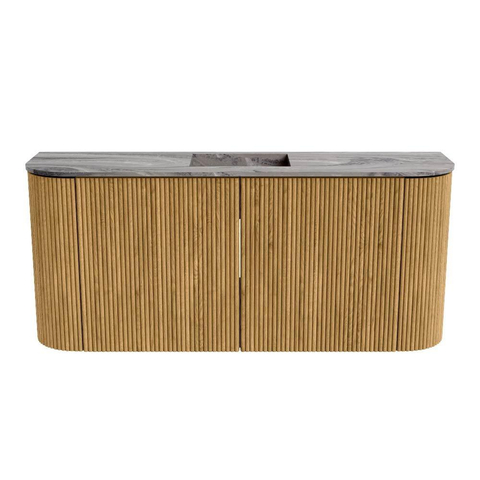 Mondiaz JOYA-DLUX 93.2cm toiletmeubel - ronding links en rechts kleur Oak - Wastafel FAYE positie Midden Zonder kraangat kleur Sombra. SW1424298