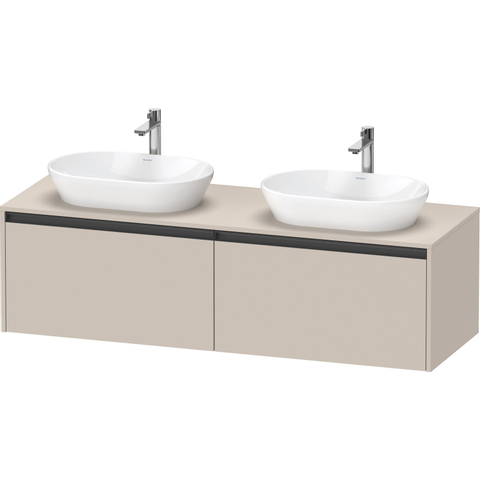 Duravit Ketho.2 Wastafelonderbouwkast - inclusief consoleplaat - met 2 laden - voor dubbele waskommen - 160x55x45.9cm - met handgrepen antraciet - taupe mat SW771865