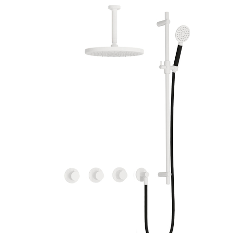 Hotbath Cobber IBS70 Regendoucheset - inbouw - 15cm plafondarm - 30cm ronde hoofddouche - 3 standen handdouche - glijstang - mat wit SW678223