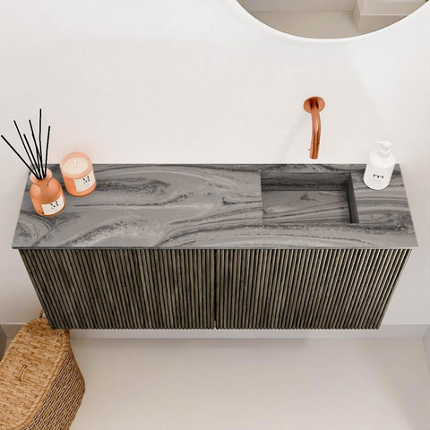 Mondiaz JOYA-DLUX 90cm toiletmeubel - kleur Shadow - Wastafel FAYE positie Rechts Zonder kraangat kleur Sombra. SW1425199