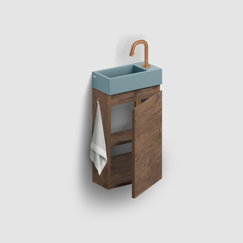 Clou Flush 3 lave-mains 36x18cm avec trou de robinet à droite bleu mat céramique SW795720