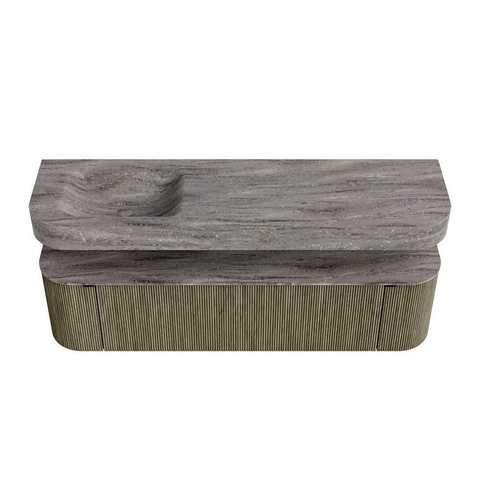 MONDIAZ THOR-DLUX Meuble de salle de bains 170cm arrondi gauche + droite couleur Shadow avec 1 tiroir et 2 portes. Vasque suspendue CLOUD Gauche 1 trou de robinet couleur Oza. SW1465717