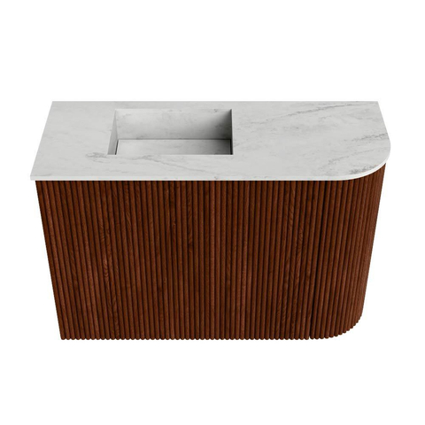Mondiaz JOYA-DLUX 61.6cm toiletmeubel - ronding rechts kleur Ruby - Wastafel FAYE positie Links Zonder kraangat kleur Opalo. SW1423720