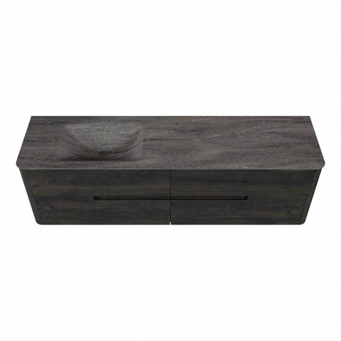 Mondiaz CIRO-DLUX Badkamermeubelset - 170x45x50cm - Solid surface wastafel Oza - 1 wasbak Links - 1 kraangat - 4 lades - Shadow SW1532673