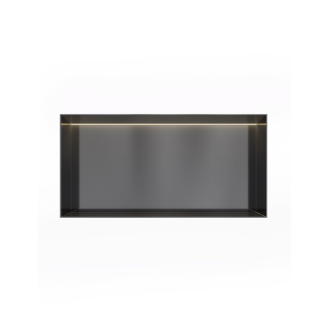 Hotbath &MORE Inbouwbox of inbouwnis - 30x60x10 - frameless + LED - PVD - geborsteld zwart SW1246584