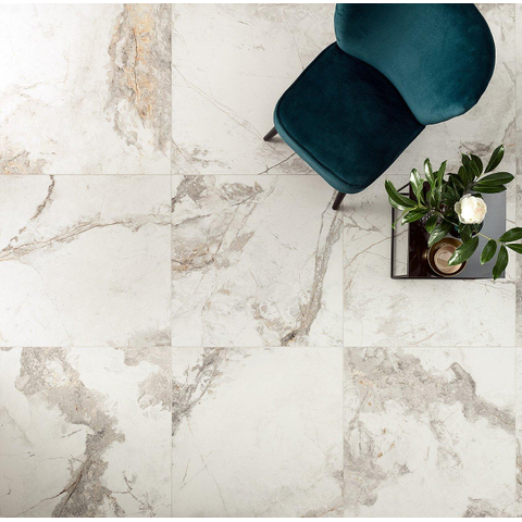Terravito Bezino carreau mural et de sol - 80x80cm - 10mm - carré - rectifié - effet marbre - blanc mat SW706225