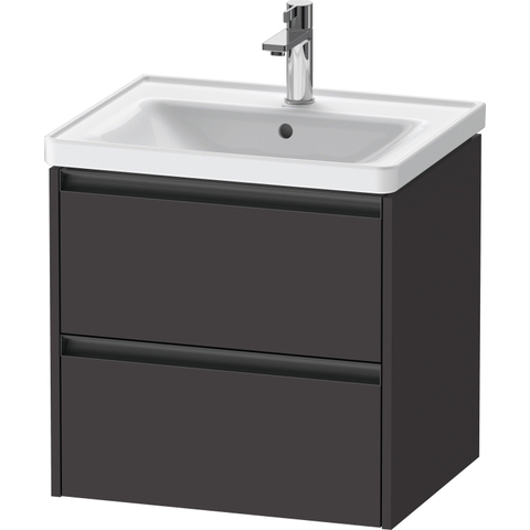 Duravit Ketho.2 Wastafelonderbouwkast - met 2 laden - 58.4x45.5x54.9cm - met grepen antracietgrafiet - supermat grafiet (grijs) SW772985