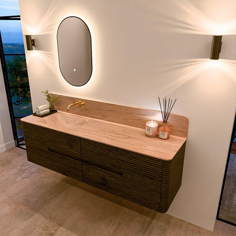 Mondiaz CIRO-DLUX Badkamermeubelset - 170x45x50cm - Solid surface wastafel Saba - 1 wasbak Links - zonder kraangaten - 4 lades - Shadow SW1532725