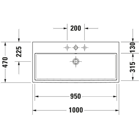 Duravit Vero air opzet wastafel met 2 kraangaten 100 x 47 cm. wit SW156932