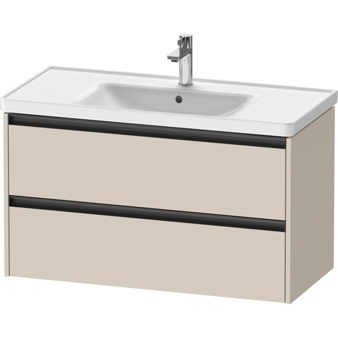 Duravit Ketho.2 Wastafelonderbouwkast - met 2 laden - 98.4x45.5x54.9cm - met grepen antraciet - taupe supermat SW771791