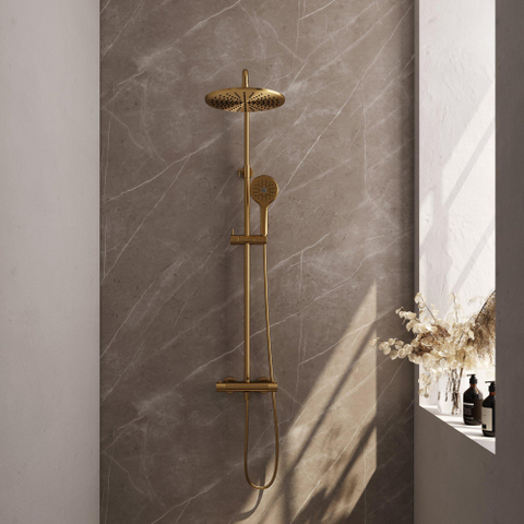 BRAUER Gold Carving opbouw regendoucheset – Ø30 cm hoofddouche – glijstang – ronde handdouche – glijstang 145 cm SW1164608