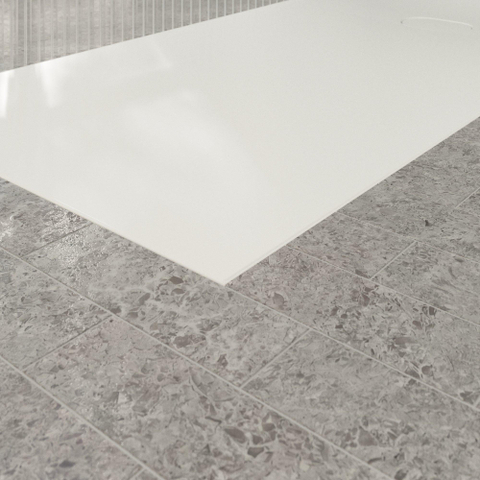 Villeroy & Boch Ecora douchebak - 170x80x4.5cm - afvoer korte zijde - stone white (wit) SW1558961