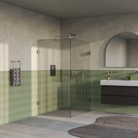 BRAUER Void Carving Cabine de douche - 100x140x200cm - porte battante - revêtement verre - réversible - verre clair - Acier inoxydable brossé PVD SW1418097