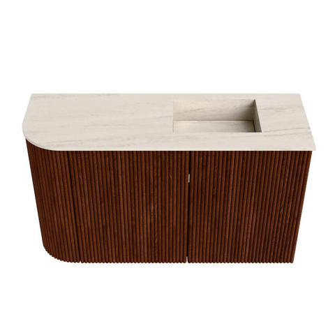 Mondiaz JOYA-DLUX 71.6cm toiletmeubel - ronding links kleur Ruby - Wastafel FAYE positie Rechts Zonder kraangat kleur Meli. SW1425373