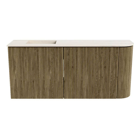 Mondiaz JOYA-DLUX 91.6cm meuble de salle de bains - arrondi droit couleur Dusk - Vasque FAYE position gauche Sans trou de robinet couleur Meli. SW1425853