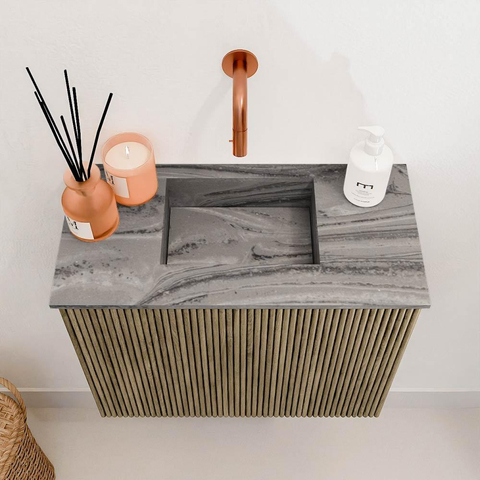 Mondiaz JOYA-DLUX 50cm toiletmeubel - kleur Dusk - Wastafel FAYE positie Midden Zonder kraangat kleur Sombra. SW1426120