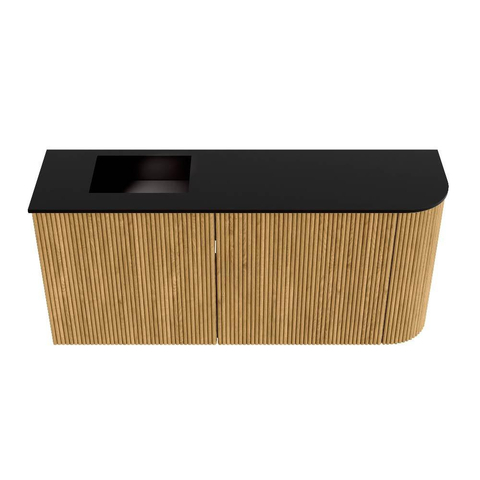 Mondiaz JOYA 91.6cm meuble de salle de bains - arrondi droite couleur Oak - Vasque FAYE position Gauche Sans trou de robinet couleur Urban SW1421272
