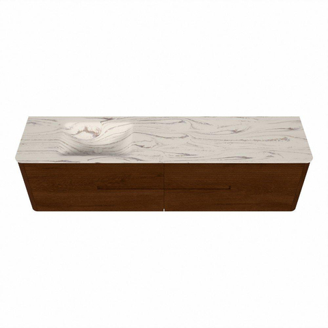Mondiaz CIRO-DLUX Meuble de salle de bains - 190x45x50cm - Plan vasque solid surface Nata - 1 lavabo à gauche - sans trous de robinetterie - 4 tiroirs - Ruby SW1532071